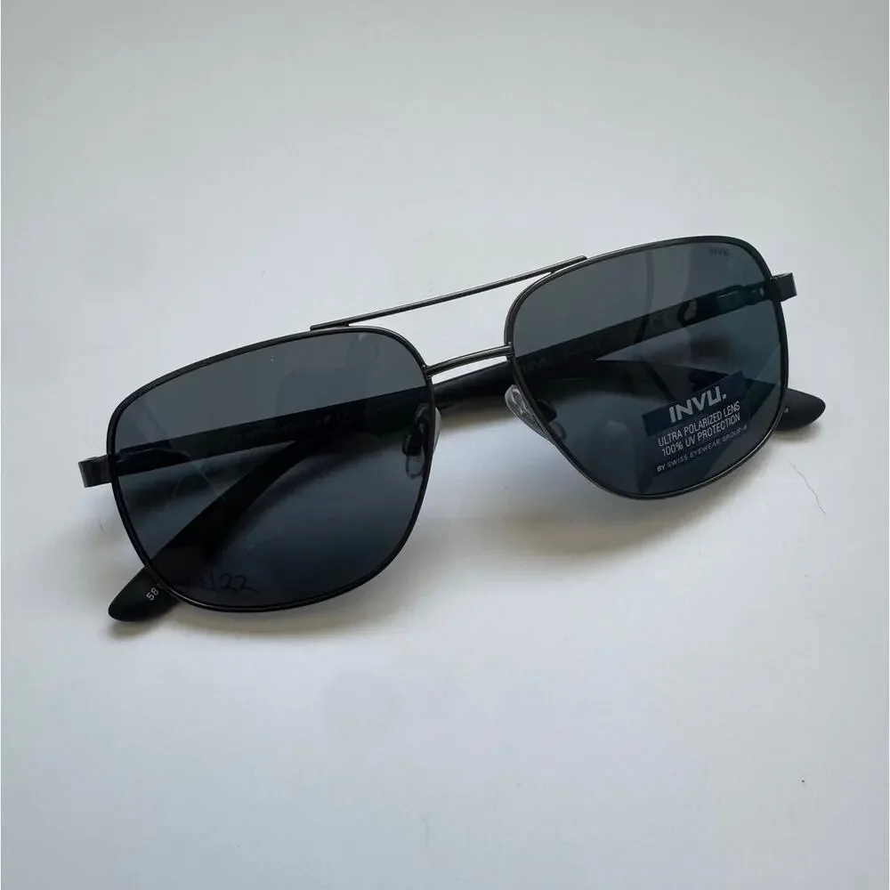 NEW INVU- 252Double bar grey aviator Sunglasses